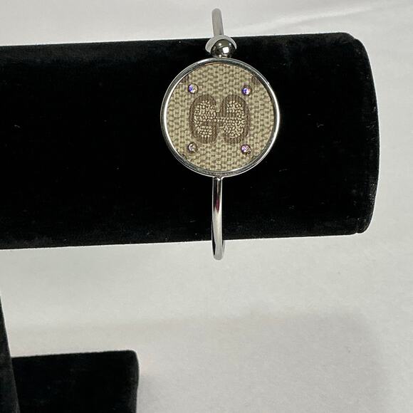 Gucci canvas on a Stainless Steel Bendable Bangle Bracelet Swarovski - Picture 1 of 6